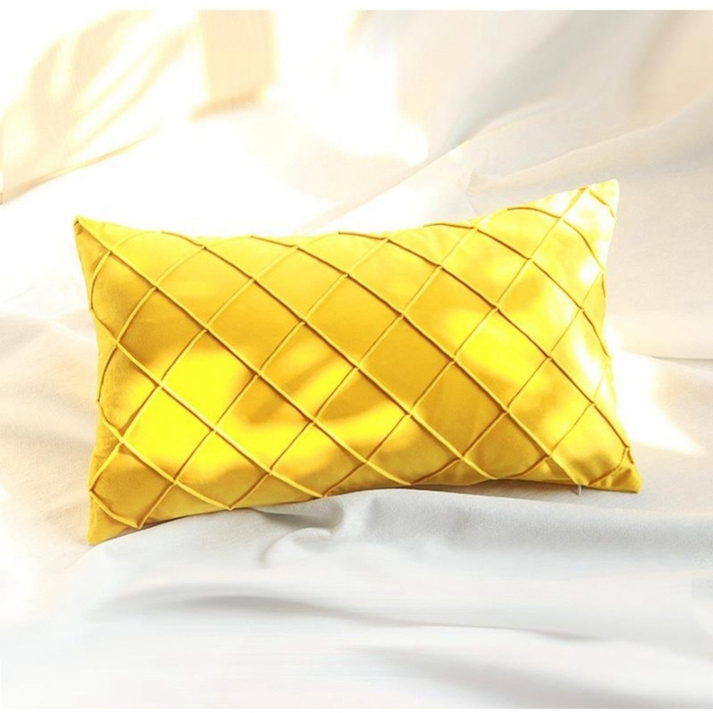Rectangular Velvet Pillow Cover In Yellow Set of 4